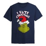 THE GRINCH I HATE CHRISTMAS FACE TSHIRT NAVY SMALL
