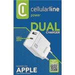 CELLULARLINE POWER DUAL CHARGER 2OW FOR APPLE BLACK
