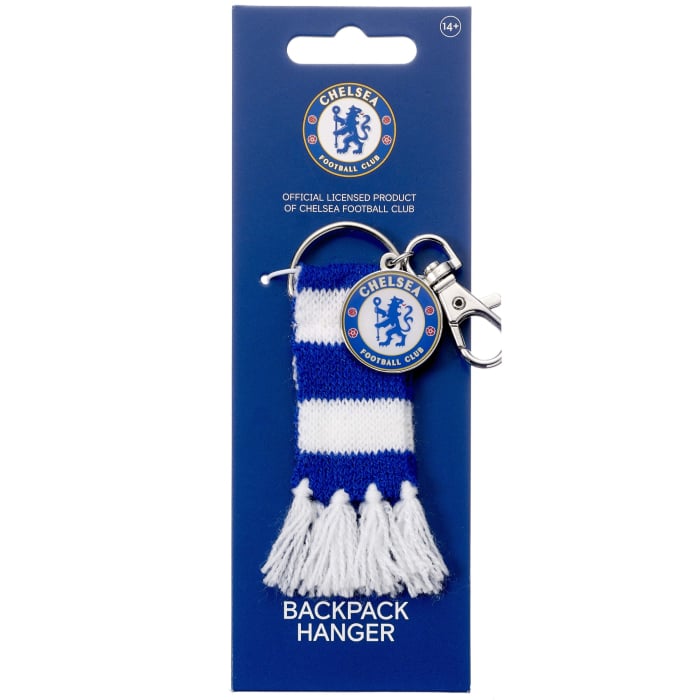 5055583462665.jpg CHELSEA FC BLUE STRIPE SCARF AND LOGO BACKPACK HANGER - Image 1
