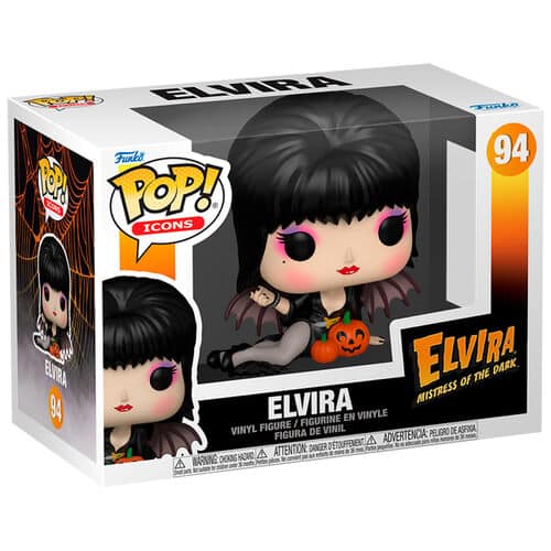 889698864411.jpg POP FUNKO! ICONS: ELVIRA MISTRESS OF THE DARK ELVIRA WITH PUMPKINS FIGURE - Image 1