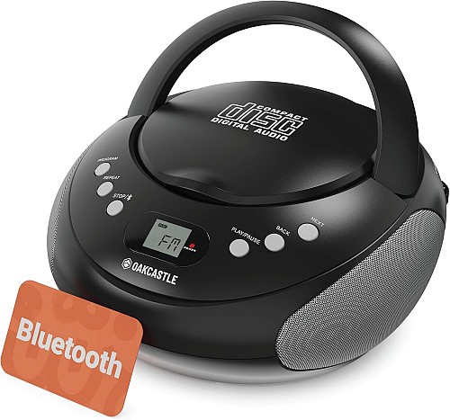 MAJORITY PORTABLE CD PLAYER BOOMBOX BT AND FM OAKCASTLE BLACK