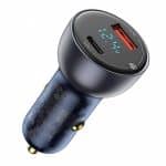 BASEUS CAR CHARGER 65W QC DIGITAL DISPLAY DUAL USB