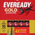 EVEREADY GOLD AAA ALKALINE BATTERIES 4 PACK