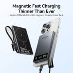 Vention MA Powerbank Wireless Magnetic 5000mAh 22.5W Wireless 15W Ultra Slim Grey FKKH0 - Image 4